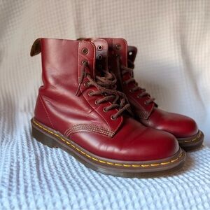 Dr. Marten’s Made in England Cherry Red Leather Lace-Up Boots
